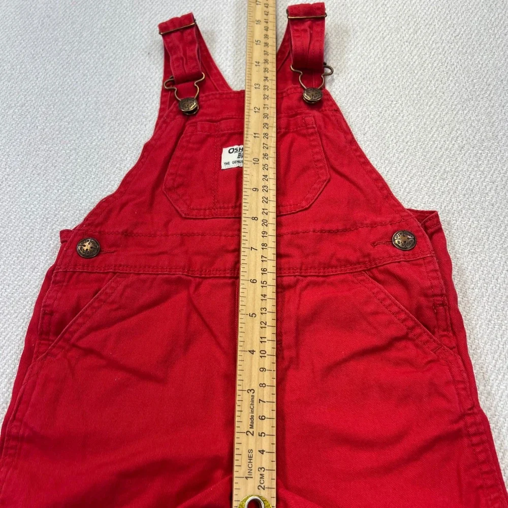 OshKosh B'gosh Shortalls Toddler 2T Red Eyelet Lace Trim Vestbak Cotton Bibs